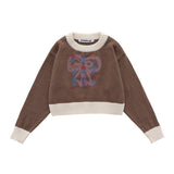 Women Sweater Short Sweater Women's Autumn round Neck Long Sleeve Short