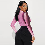 Women Jumpsuit Women's Autumn Fashion Printed Mesh Long Sleeve Jumpsuit