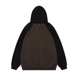 Men Hoodie Hooded Sweaters Menswear Loose Contrast Color Long Sleeves