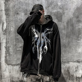 Men Hoodie Hooded Cardigan Sweater Men's Loose Long Sleeve Zipper Jacket