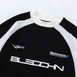 Men Hoodie Spring and Autumn Racing Suit Men's Loose round Neck Sweater Stitching Raglan Sleeve Sports