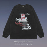 Men Long Sleeve Shirt Washed Long Sleeve Bottoming T-shirt Men and Women Oversize