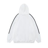 Men Hoodie Sports Loose Hooded Sweater Striped Stitching Long Sleeve Pullover Casual Top