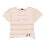 Women Sweater Short-Sleeved Sweater for Girls Summer Color Matching Short round Neck