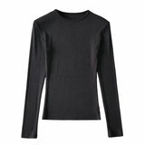 Women T-shirt Fall Women's Clothing Bottoming Shirt round Neck Long Sleeve T-shirt for Women
