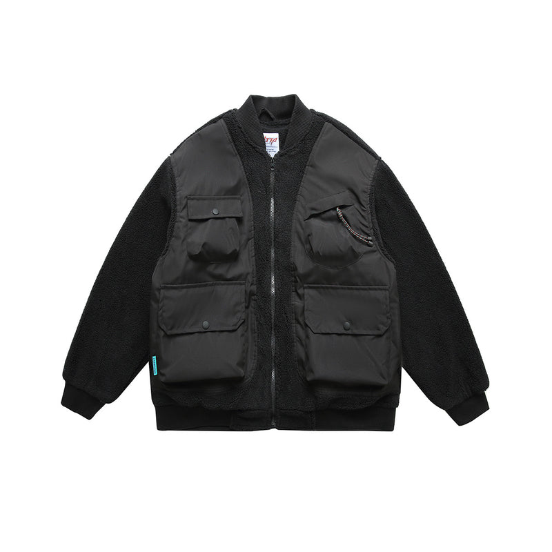 Unisex Sweater Winter Large Workwear with Pocket Cotton Jacket