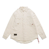 Men Long Sleeved T Shirt Striped Long Sleeve Lapel Shirt Men's Spring and Autumn High Street Casual Shirt Outer Wear
