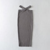 Women Skirt Vintage Waist Knitted Dress Slimming Skirt