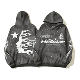 HS Hoodie Vintage Distressed Loose Casual Fleece-lined