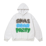 Men Hoodie Letter Print Sweatshirt Autumn and Winter Loose Leisure Long-Sleeve Hooded Pullover