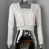 Women Long Sleeve Shirt Vest Long Sleeve Cardigan Two-Piece Suit