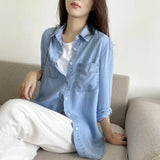 Women T-shirt Denim Shirt Spring/Summer Loose Top Coat