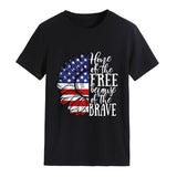 Women Independence Day T Shirt round Neck Loose Printed Short Sleeve T-shirt