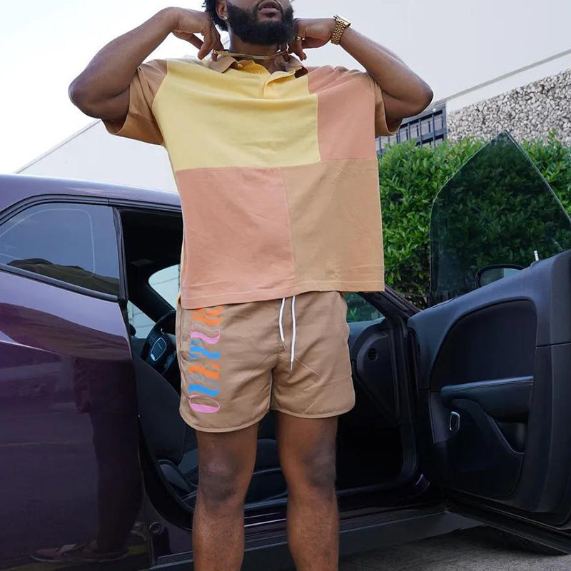 Men's Co-Ords Men's Suit T-shirt Men's Loose-Fitting Casual round-Neck Short-Sleeved Shorts