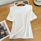 Women T-Shirt Short-Sleeved T-shirt Women's Summer Retro T-shirt Top