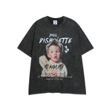 Men T Shirt Hip Hop Portrait Printing Washed Street Style Short Sleeve T-shirt Men and Women