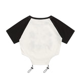 Women T-shirt Short T-shirt Girls Summer round Neck Raglan Sleeves