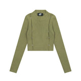 Women Sweater Short Sweater round Neck Slim Solid Color Autumn Sweater