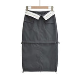 Women Skirt Fall Suit Skirt Zipper Stitching Skirt