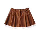 Women Skirt Patchwork Pleated Skirt Women's Summer Mini Skirt