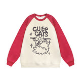 Men Hoodie Cartoon Cat Pattern Printed Sweater