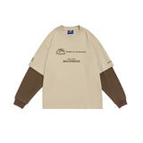 Unisex Hoodie Contrast Color Loose round Neck Sweater Trendy Men's Long Sleeves T-shirt