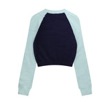 Women Sweater Splicing Knitwear Loose-Fitting Women's Autumn Crew Neck Sweater