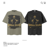 American vintage street T-shirt pure cotton retro men's and women's summer loose