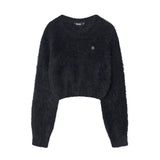 Women Sweater Short Sweater Girls' Autumn Solid Color Long Sleeve Sweater