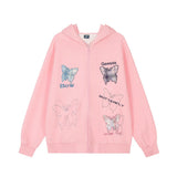 Men Hoodie Butterfly Paste Cloth Embroidery Hooded Cardigan Sweater