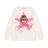 Men Long Sleeve Shirt Printed Long Sleeve Bottoming T-shirt Men and Women Street All-Match Loose