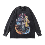 Men Long Sleeve Shirt Anime Distressed Long Sleeve T-shirt Men and Women Casual Couple's Tops