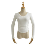 Women T-Shirt Spring and Autumn Women's Slim V-neck Long-Sleeved T-shirt