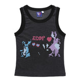 Women Vest Cartoon Printed Vest Girls Summer Casual Short Sleeveless