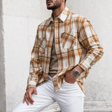 Men Shirt Autumn Cardigan Plaid Men's Shirt