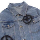 Men Denim Jacket Patterned Denim Jacket Men's Washed and Worn Denim Jacket