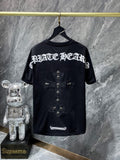 CHH Chrome Hearts T Shirts Letter Embroidered Leather Patchwork Short Sleeve T-shirt