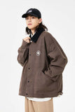 Unisex Jacket Autumn Contrast Color Canvas Coat Women's Clothing