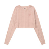 Women Sweater Short Cable-Knit Sweater Women's Autumn Loose round Neck