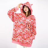 Men Hoodie Devil Horn Hoodie Coat Male Loose Letters