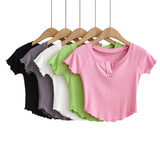 Women T-Shirt Slim V-neck Short Sleeve T-shirt