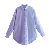 Women's T-Shirt Long Sleeve Loose Color Matching Shirt