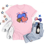 National Flag Day T Shirts Summer Women's Short Sleeve T-shirt Independence Day round Neck