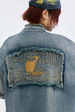 Unisex Jacket Autumn Affixed Cloth Embroidered Denim Coat Women's Clothing