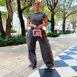 Women Cargo Pants Women's Stitching Design Loose Mopping Casual Pants