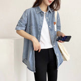 Women T-shirt Spring Autumn Blouse Loose Denim Jacket