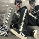 Men Sweatpants Ice Silk Pants Men's Stitching Sports Pants Loose