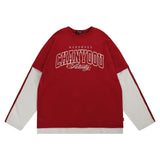 Men Hoodie Embroidered Crew Neck Sweater Loose Cotton Autumn Street Long-Sleeve Stickers Color Matching Top