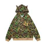 Men Hoodie Devil Horn Hoodie Coat Male Loose Letters