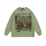 Men Hoodie Fruit Printed Crew Neck Sweatshirt Men